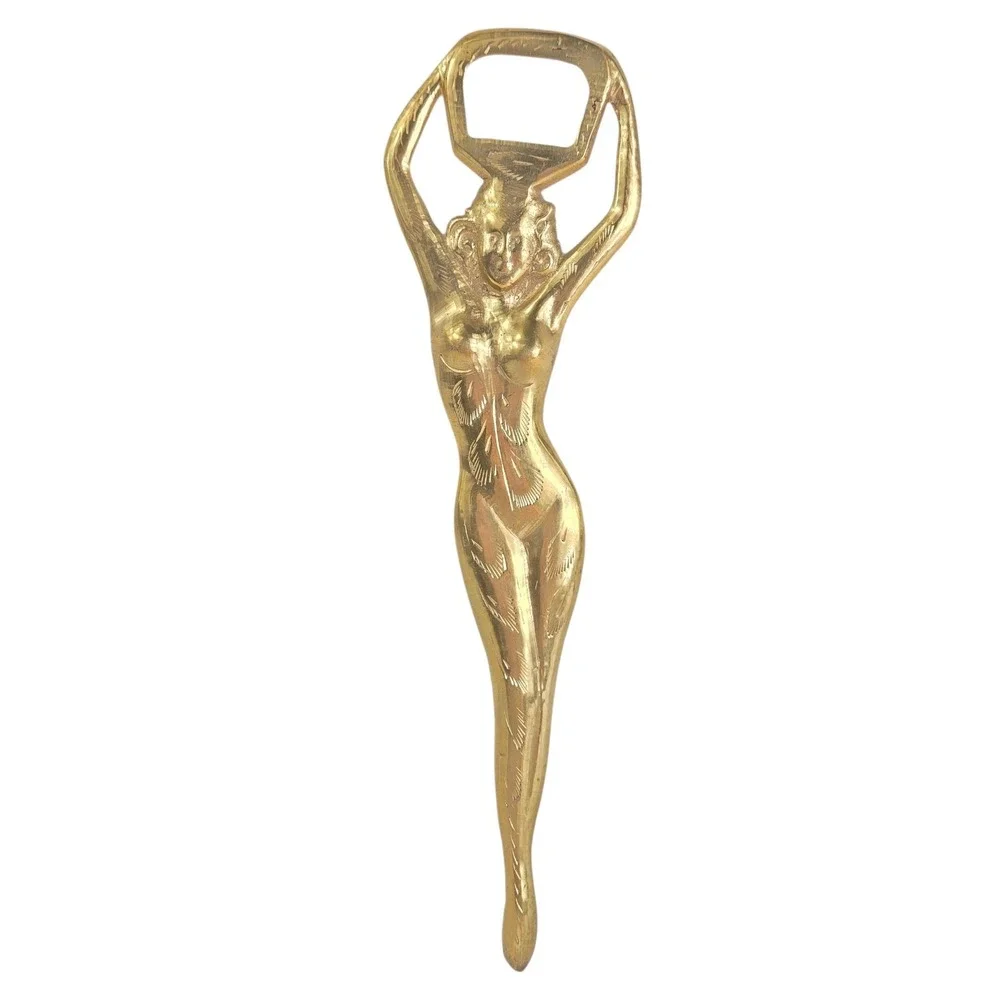 Vintage 50s Indian Ethnic Lady Brass Bottle Opener Nude Figure‎ Collectable